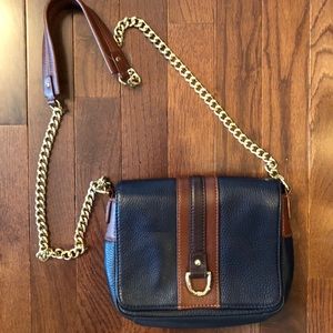Talbots navy blue leather crossbody bag